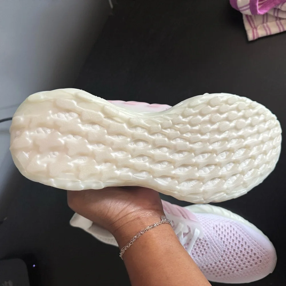 adidas Women's Light Pink and Cream Sneakers - Picture 7 of 10